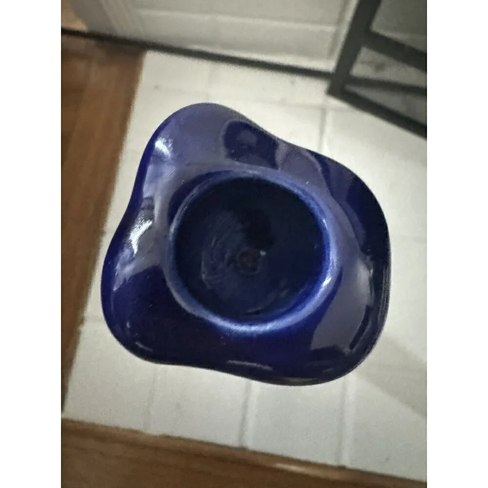 Tiffany & Co. Elsa Peretti Glazed Blue Purple Ceramic 14.5” Bone Candlesticks